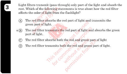 Light Filters Item 3 Sample Answer