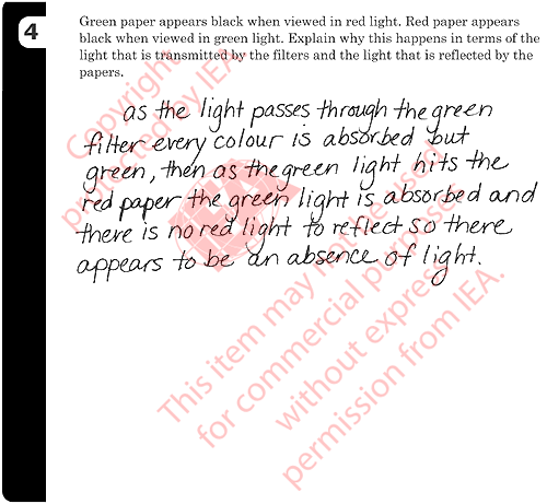 Light Filters Item 4 Sample Answer